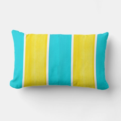 Aqua Yellow Cabana Stripes Throw Pillow