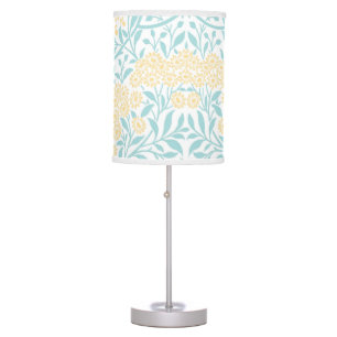 Aqua Yellow Floral Damask Pattern Table Lamp