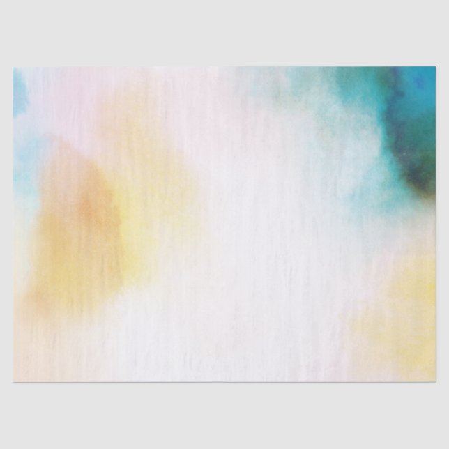 Aqua Yellow Gold Blush Tie Dye Ombre Tissue Paper (Front)