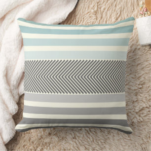 Aqua Yellow Gray Reversible Arrow Herringbone Throw Pillow