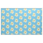 Aqua Yellow Hibiscus Tropical Flowers Fabric