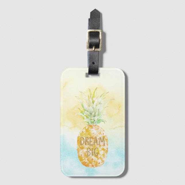 Aqua Yellow Pineapple Gold Dream          Luggage Tag (Front Vertical)