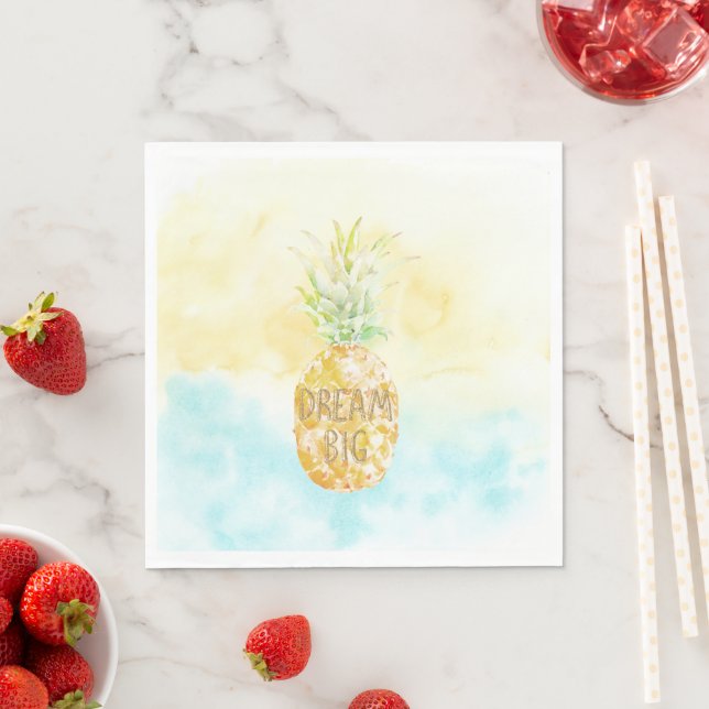 Aqua Yellow Pineapple Gold Dream         Napkins (Insitu)