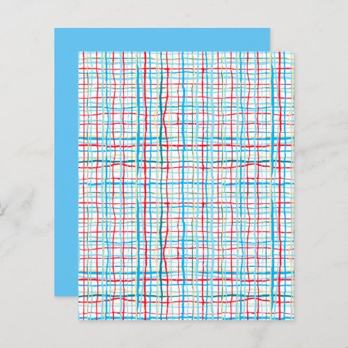 Aqua Yellow Red Twisted Plaid Scrapbook Paper