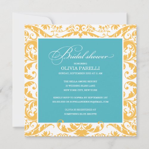 AQUA &amp; YELLOW SHOWER | BRIDAL SHOWER INVITE