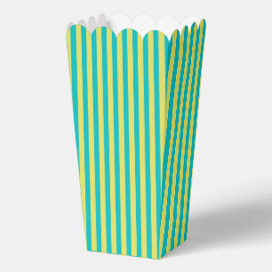 Aqua + Yellow Stripes Popcorn  Favor Boxes