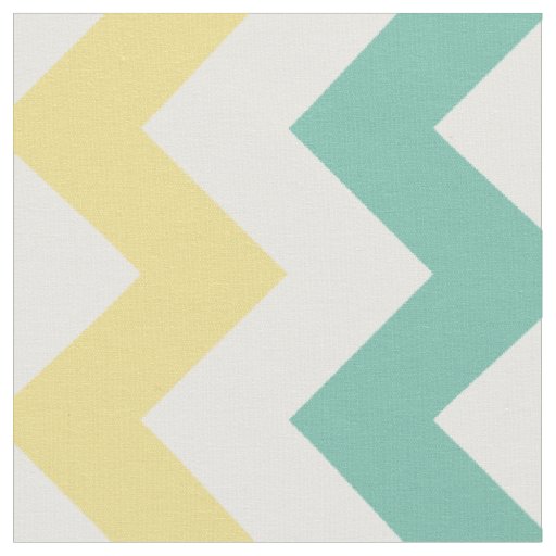 Aqua, Yellow, White Chevron Stripe Fabric