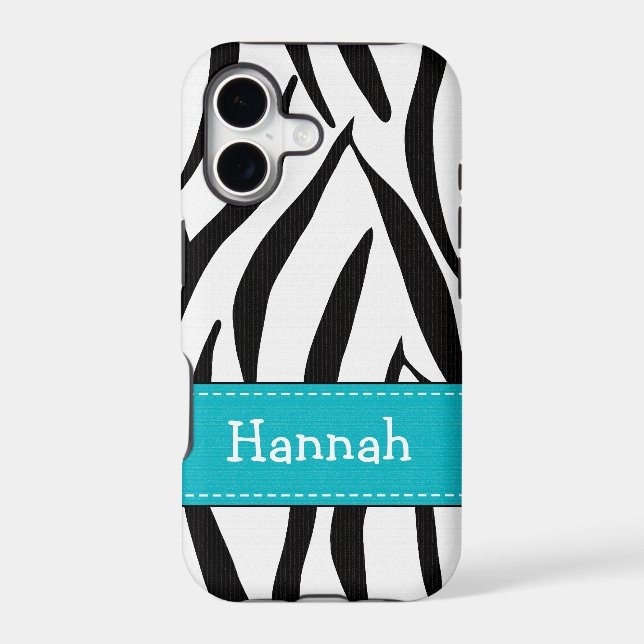 Aqua Zebra Print Iphone Case (Back)