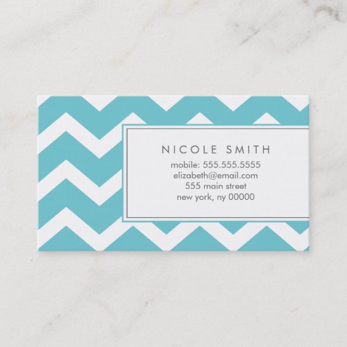 Aqua Zig Zag Chevron Pattern Calling Cards Business Card
