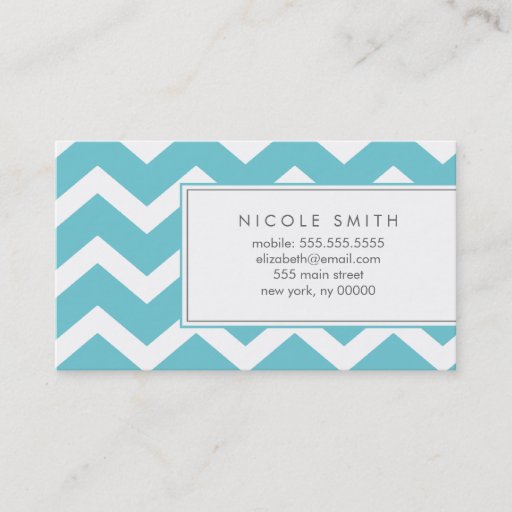 Customizable Aqua Zig Zag Chevron Pattern Calling Cards Business Card