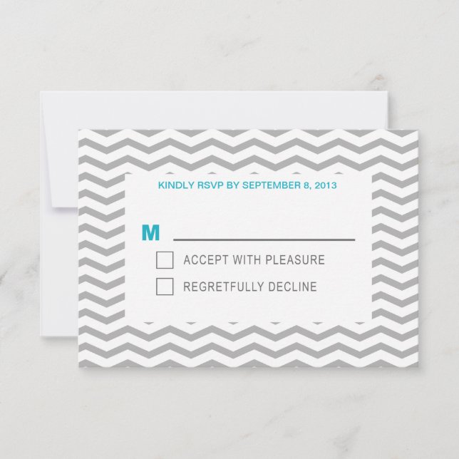 Aqua Zig Zag RSVP Card (Front)