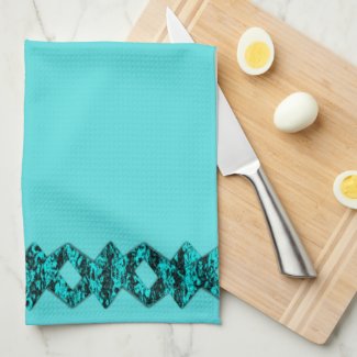 Aqua Zigzag Art Deco Towels