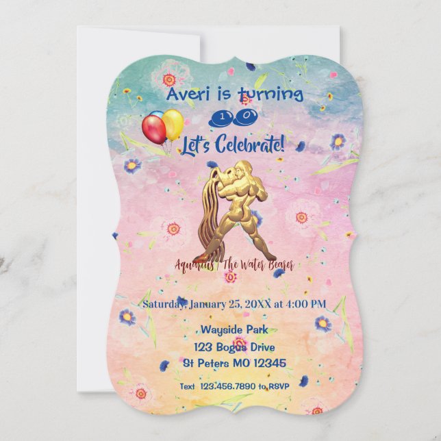 Aquaarius Birthday(January 20 – February 18) Invitation (Front)