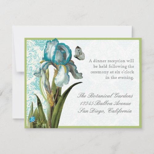 AquaBlue Iris Quatrefoil _ Reception Invitation