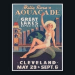 Aquacade, Great Lakes, Vintage Advertisement Poster<br><div class="desc">Aquacade,  Great Lakes Exposition,  Vintage Advertisement Poster featuring a glamorous woman in this Art Deco vintage poster.</div>