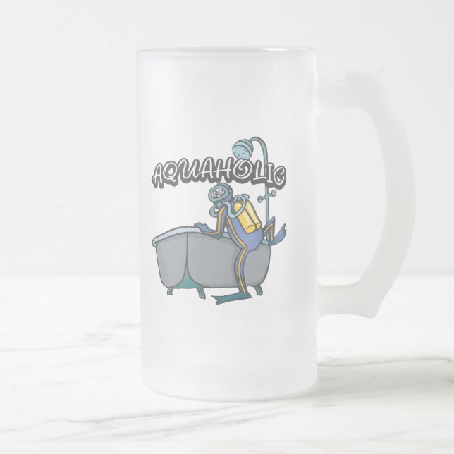 Aquaholic SCUBA Frosted Glass Beer Mug (Right)