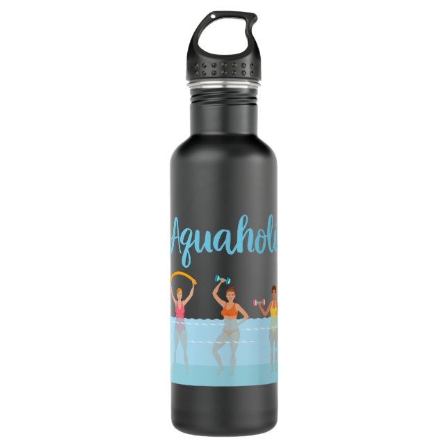 Aquaholic Water Aerobics Stainless Steel Water Bottle (Front)
