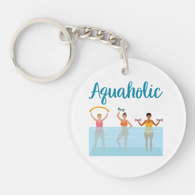 Aquaholic Water Aerobics Waterobics Women Keychain (Front)