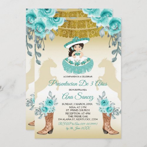 Aqual Teal Turquoise1 Girl Third Birthday Invitation