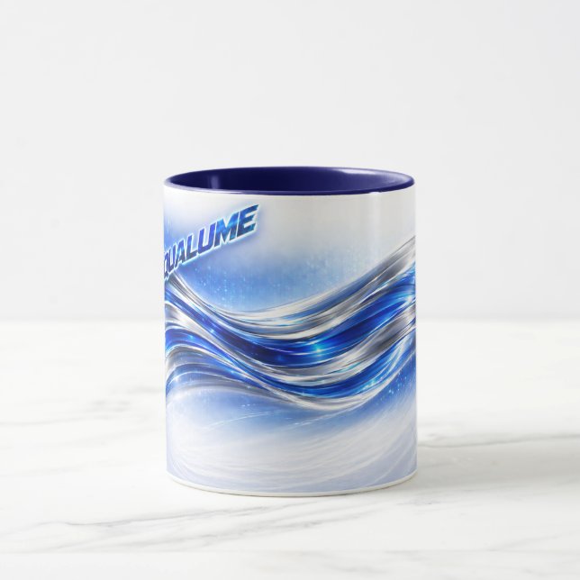 Aqualume Flow  – Blue Silver Wave Energy Mug (Center)