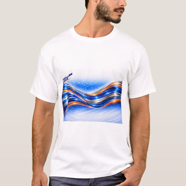 Aqualume Wave Shirt – Blue Orange Abstract Flow De (Front)