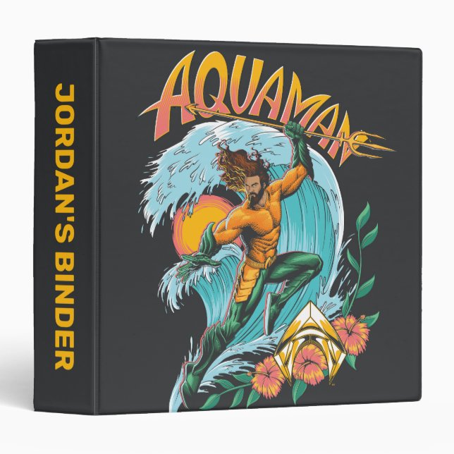Aquaman and Trident Rising Surf Graphic 3 Ring Binder (Front/Spine)