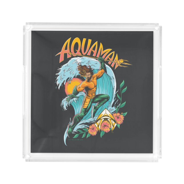 Aquaman and Trident Rising Surf Graphic Acrylic Tray (Front)