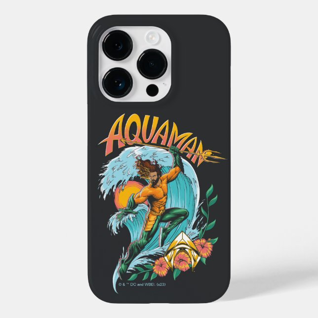 Aquaman and Trident Rising Surf Graphic Case-Mate iPhone Case (Back)