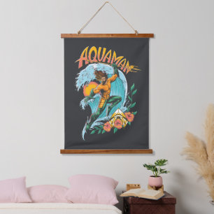 Aquaman and Trident Rising Surf Graphic Hanging Tapestry