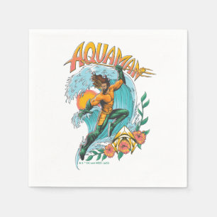 Aquaman and Trident Rising Surf Graphic Napkins
