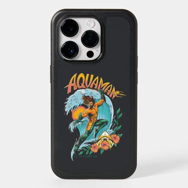 Aquaman and Trident Rising Surf Graphic Otterbox iPhone Case (Back)