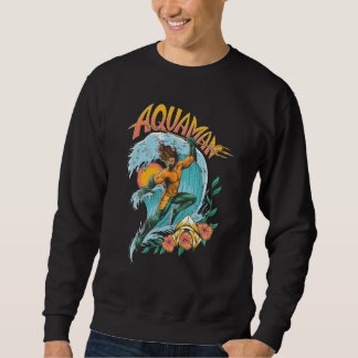 Aquaman and Trident Rising Surf Graphic Sweatshirt