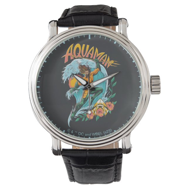 Aquaman and Trident Rising Surf Graphic Watch (Front)
