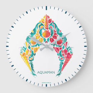 Aquaman Aquaman & Mera Themed Seashell Logo Large Clock
