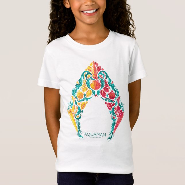 Aquaman | Aquaman & Mera Themed Seashell Logo T-Shirt (Front)