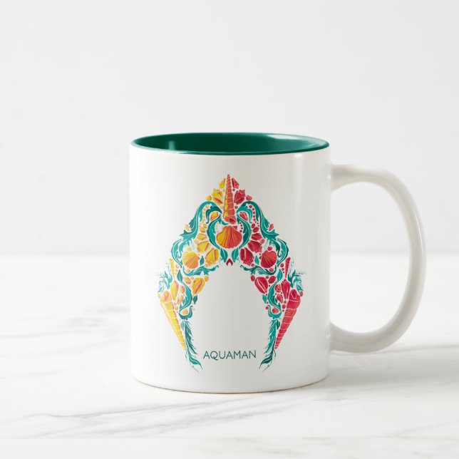 Aquaman | Aquaman & Mera Themed Seashell Logo Two-Tone Coffee Mug (Right)
