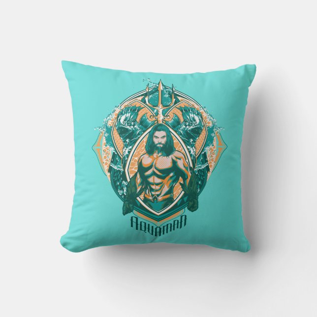 Aquaman | Aquaman & Trenchers Graphic Throw Pillow (Front)