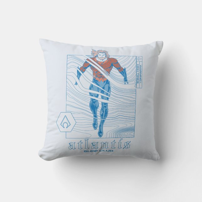 Aquaman - Atlantis Surf Club Throw Pillow (Front)