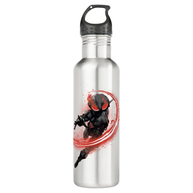 Aquaman | Black Manta Red Swipe Graphic Stainless Steel Water Bottle (Front)
