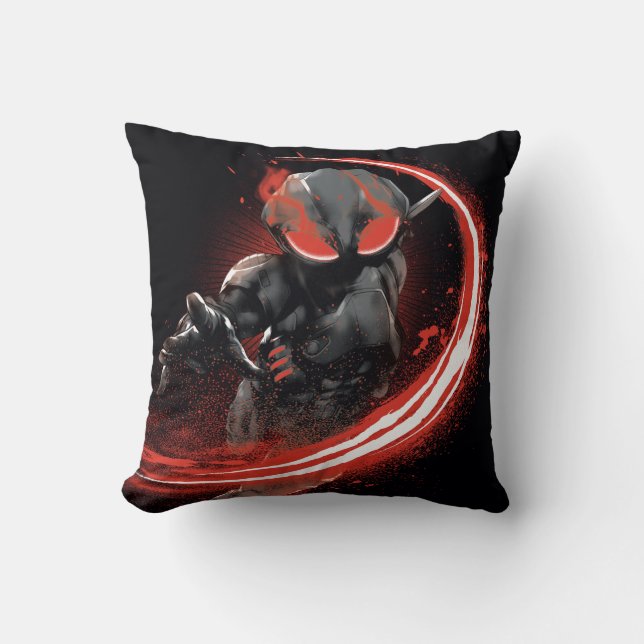Aquaman | Black Manta Red Swipe Graphic Throw Pillow (Front)