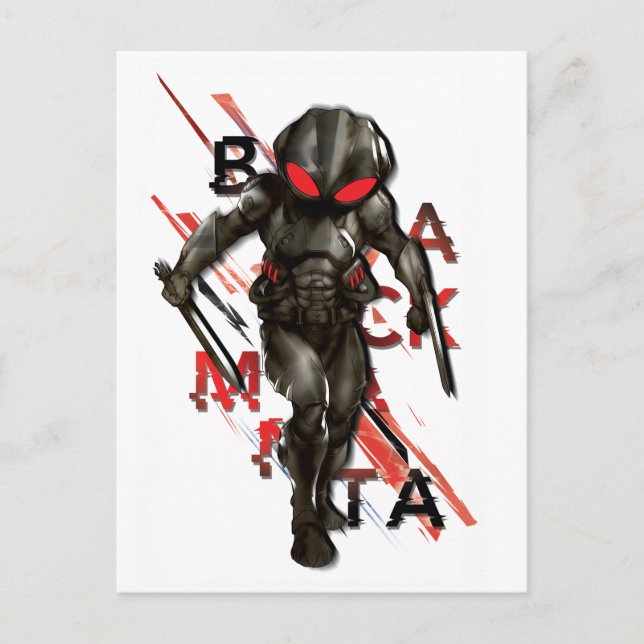 Aquaman | Black Manta Scattered Typography Graphic Postcard (Front)