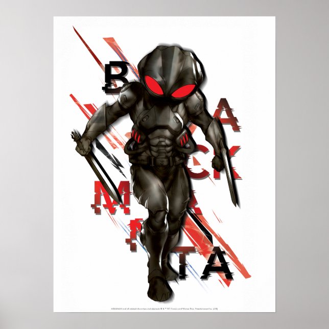 Aquaman | Black Manta Scattered Typography Graphic Poster (Front)