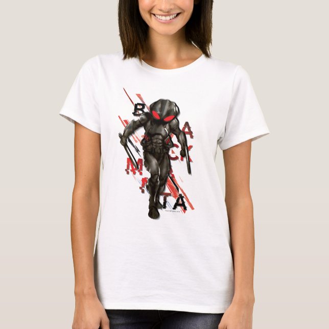 Aquaman | Black Manta Scattered Typography Graphic T-Shirt (Front)