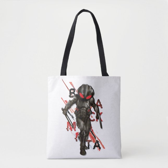 Aquaman | Black Manta Scattered Typography Graphic Tote Bag (Front)