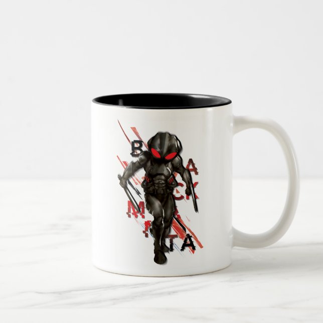 Aquaman | Black Manta Scattered Typography Graphic Two-Tone Coffee Mug (Right)