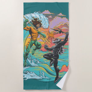 Aquaman & Black Manta Tidal Wave Beach Towel