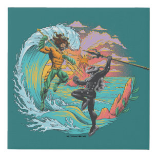 Aquaman & Black Manta Tidal Wave Faux Canvas Print