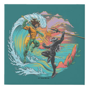 Aquaman & Black Manta Tidal Wave Faux Canvas Print