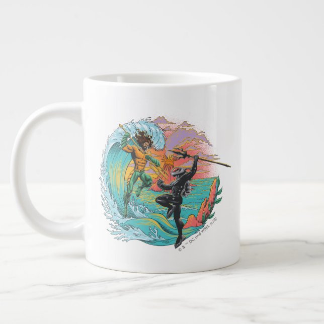 Aquaman & Black Manta Tidal Wave Giant Coffee Mug (Left)