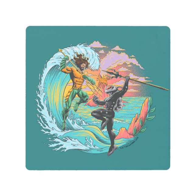 Aquaman & Black Manta Tidal Wave Metal Print (Front)